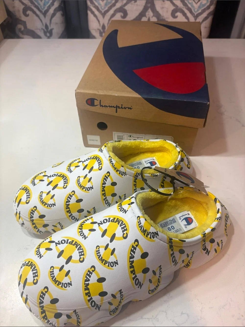 Champion Men White Slip-On Shoes with Yellow Accent